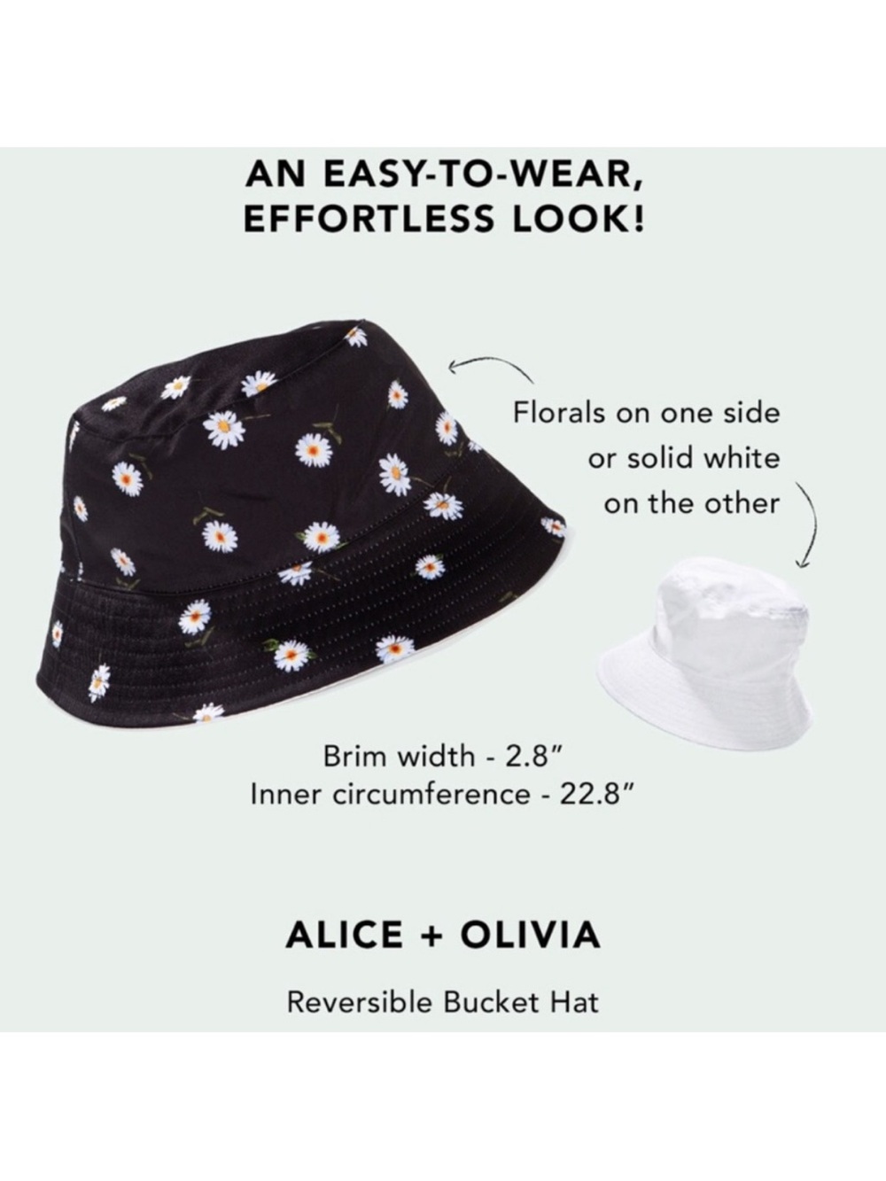 NWT Alice + Olivia Black Daisy Bucket Hat - Picture 4 of 9
